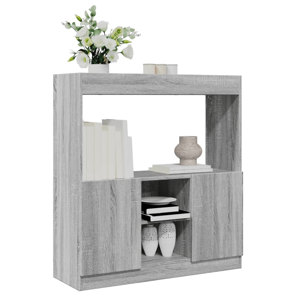 VidaXL Hoge kast 92x33x100 cm bewerkt hout grijs sonoma eikenkleurig