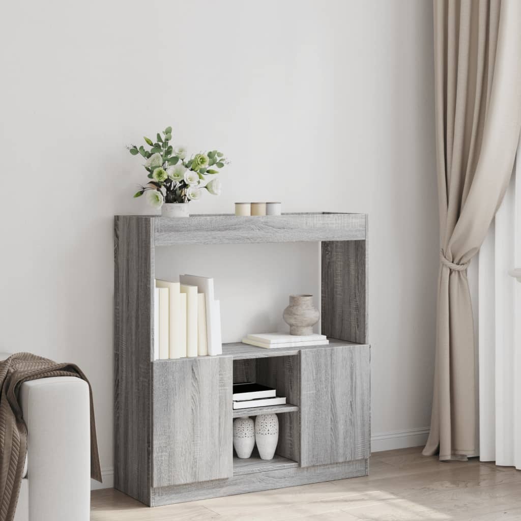 VidaXL Hoge kast 92x33x100 cm bewerkt hout grijs sonoma eikenkleurig