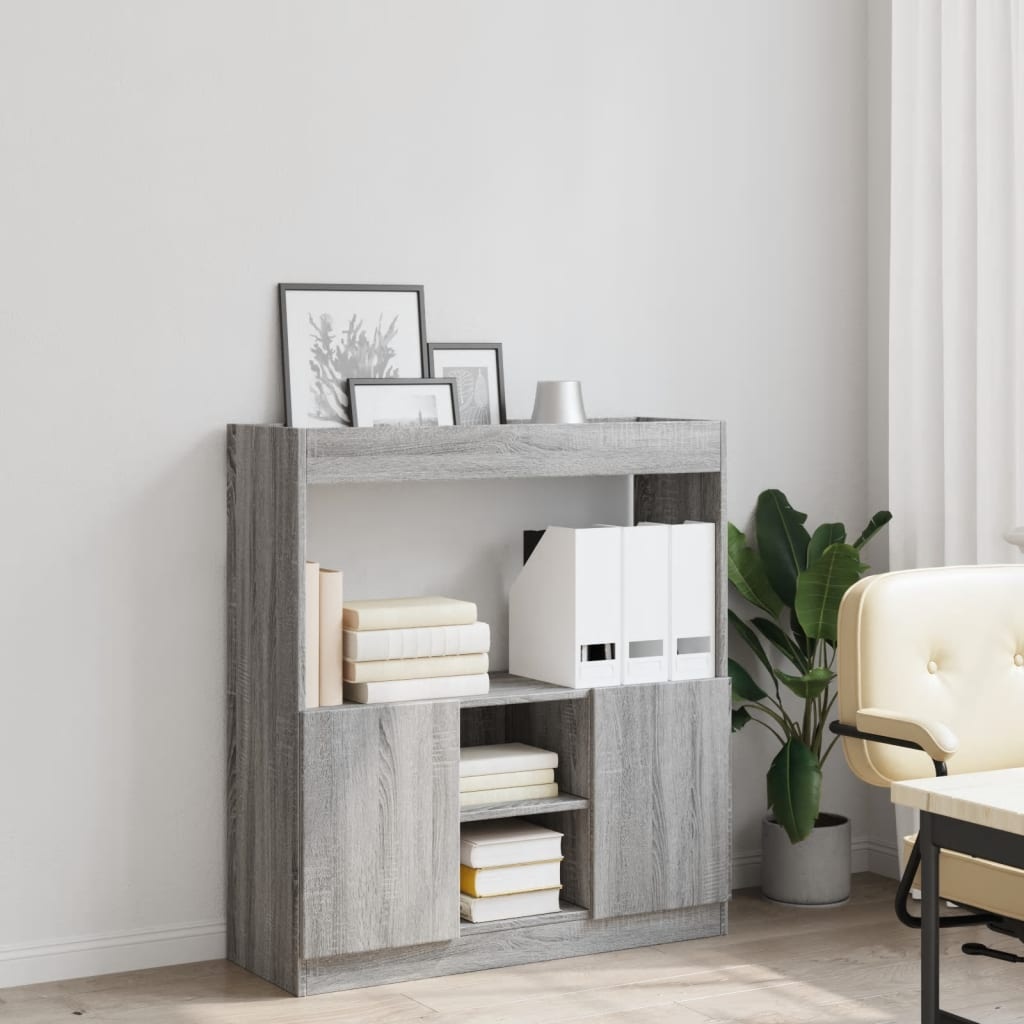 VidaXL Hoge kast 92x33x100 cm bewerkt hout grijs sonoma eikenkleurig