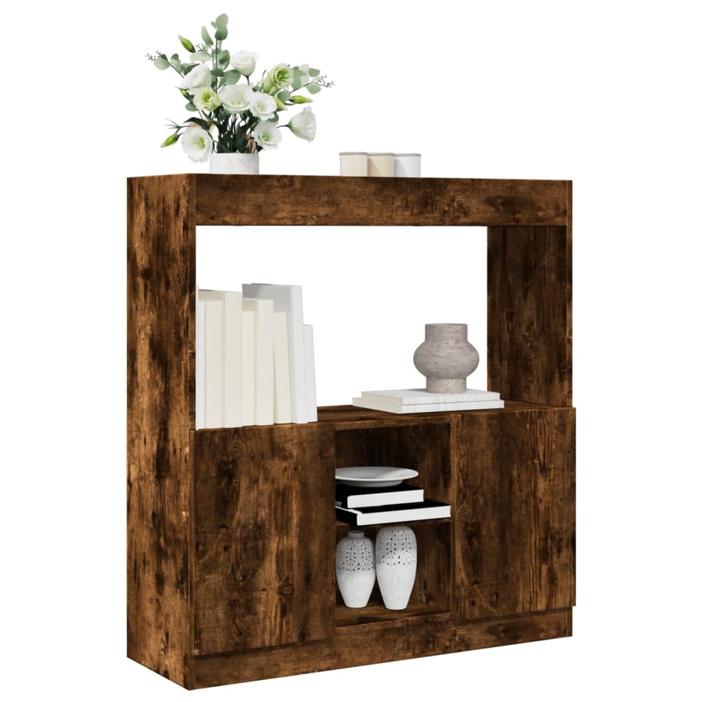 VidaXL Hoge kast 92x33x100 cm bewerkt hout gerookt eikenkleurig