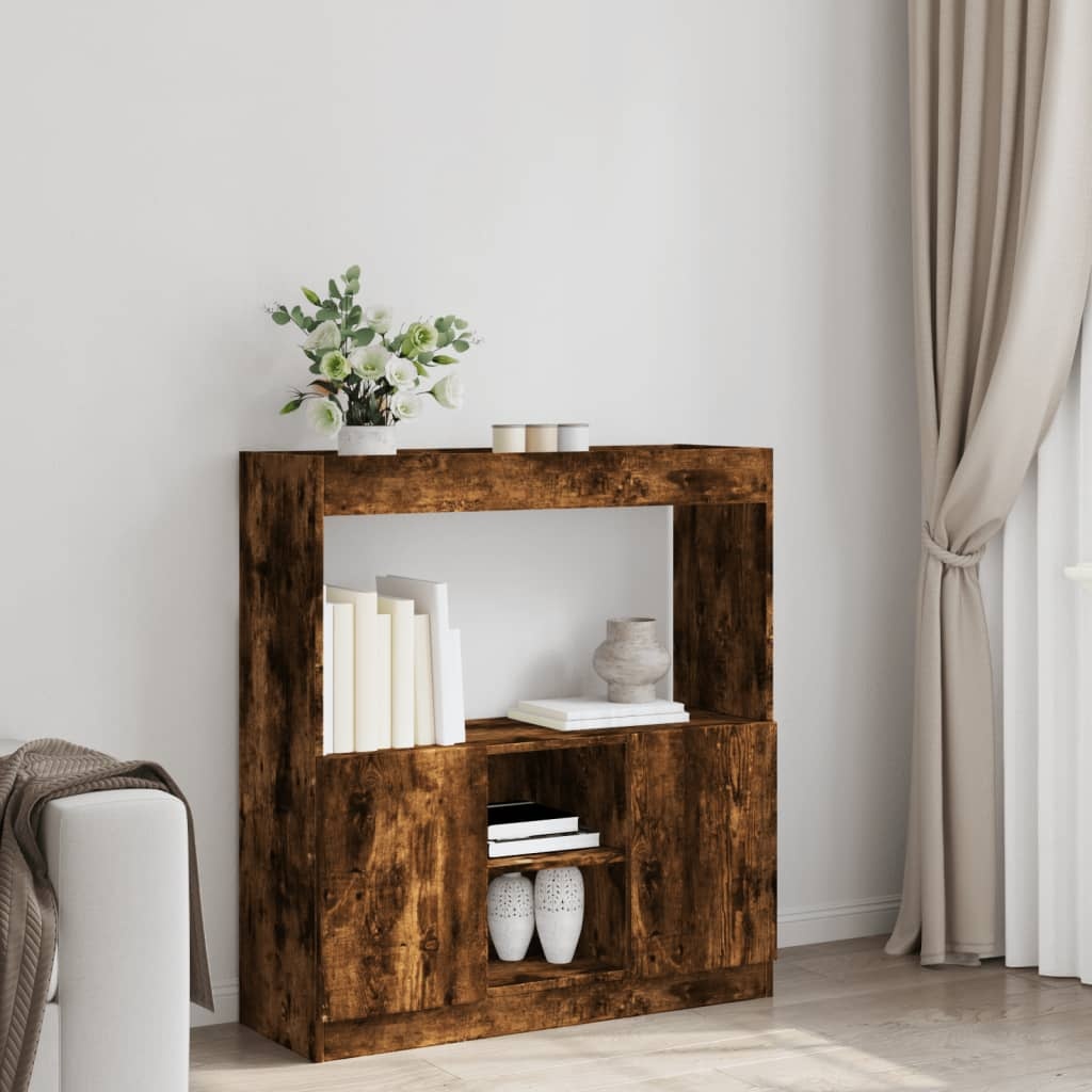 VidaXL Hoge kast 92x33x100 cm bewerkt hout gerookt eikenkleurig