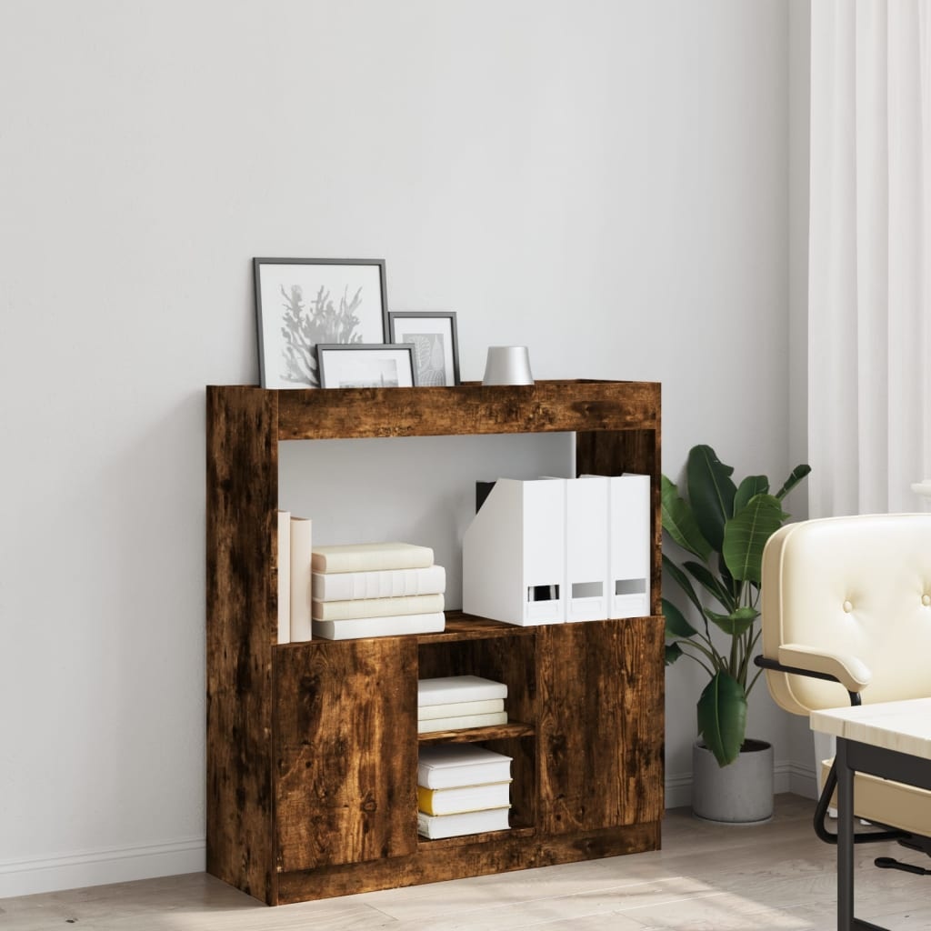 VidaXL Hoge kast 92x33x100 cm bewerkt hout gerookt eikenkleurig