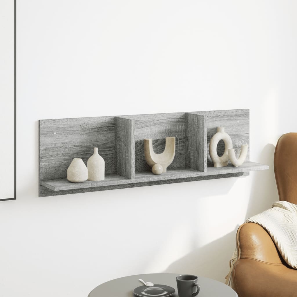 VidaXL Wandkast 100x16,5x30 cm bewerkt hout grijs sonoma eikenkleurig