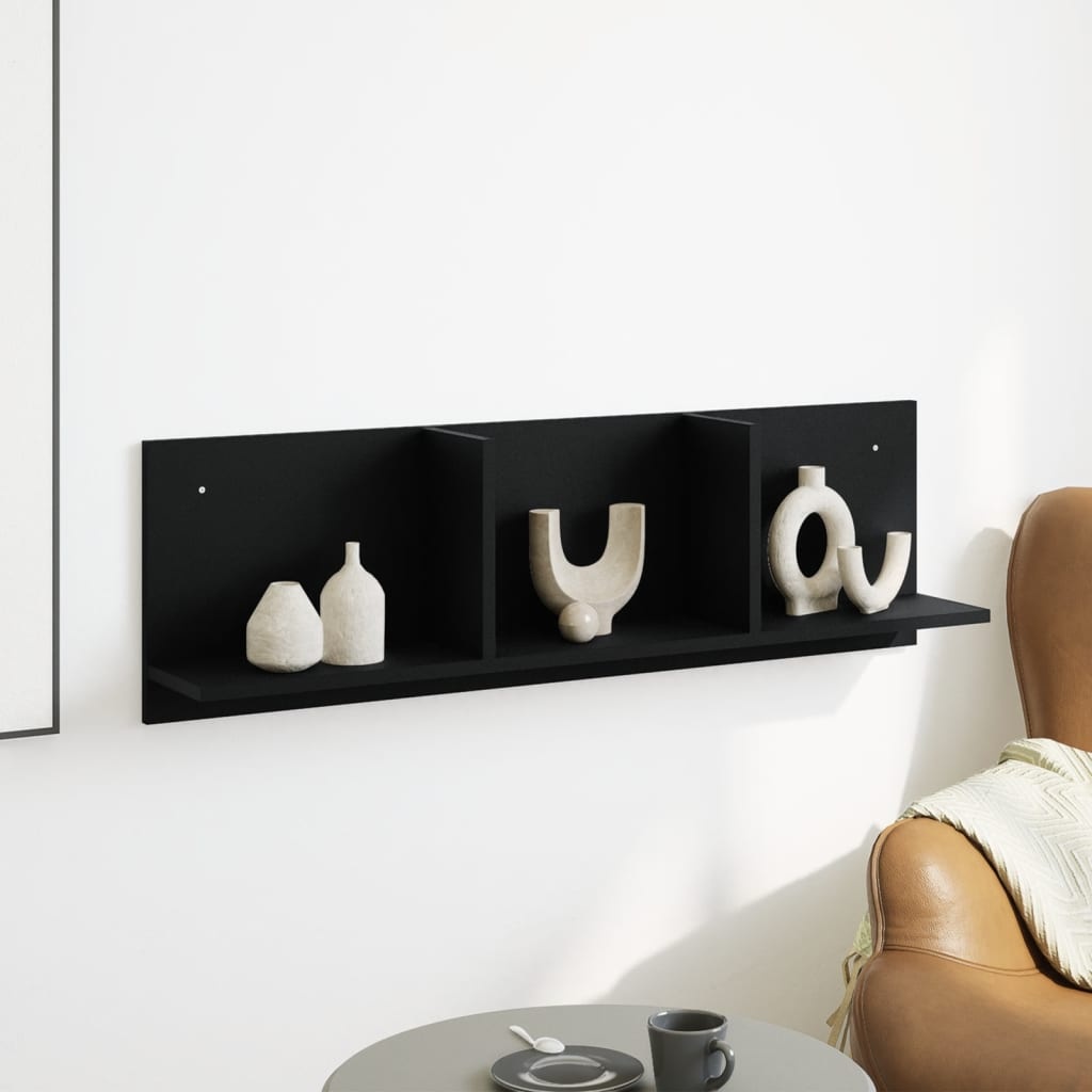 VidaXL Wandkast 100x16,5x30 cm bewerkt hout zwart