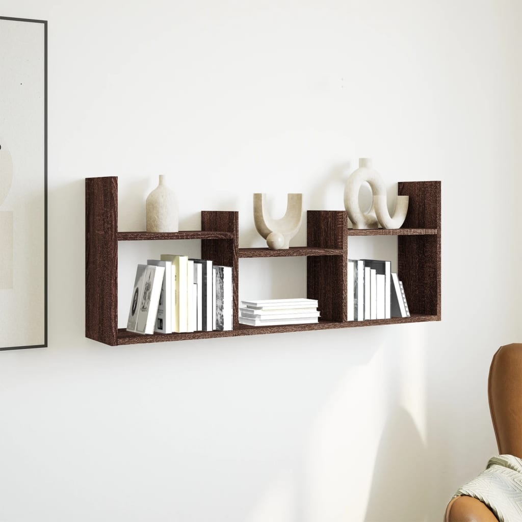 VidaXL Wandkast 100x18x40 cm bewerkt hout bruin eikenkleur