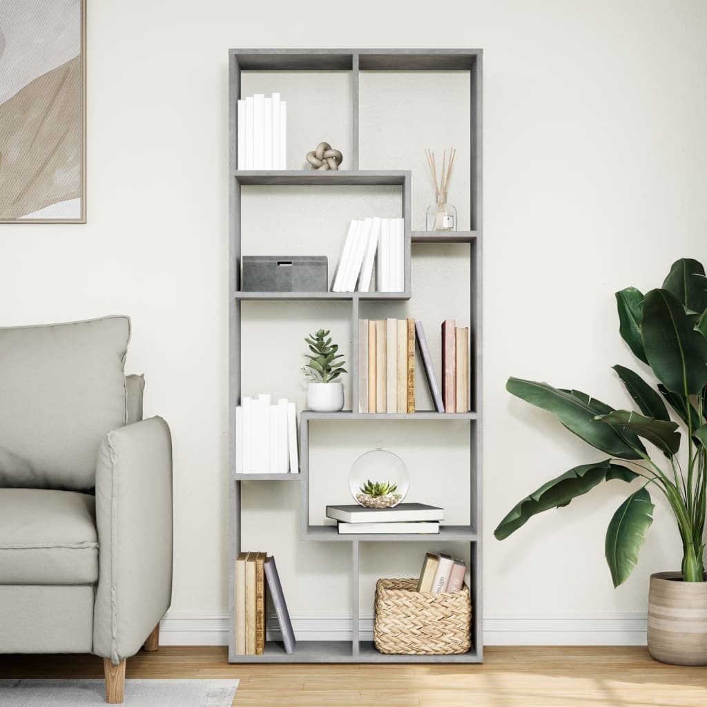 VidaXL Kamerscherm / boekenkast 67x25x161,5 cm bewerkt hout betongrijs