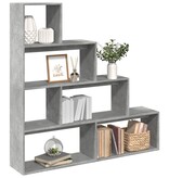 VidaXL Kamerscherm / boekenkast 4-laags 143,5x29x143,5 cm hout grijs