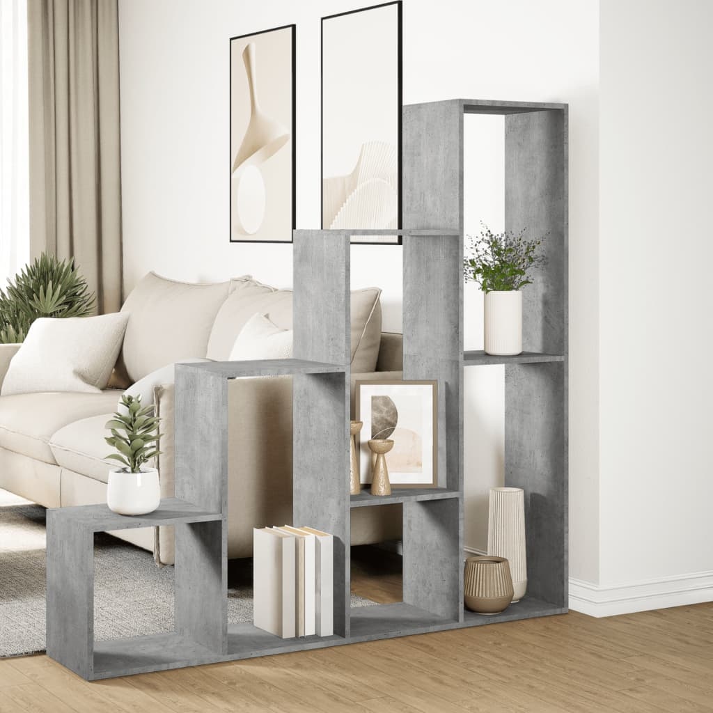 VidaXL Kamerscherm / boekenkast 4-laags 143,5x29x143,5 cm hout grijs