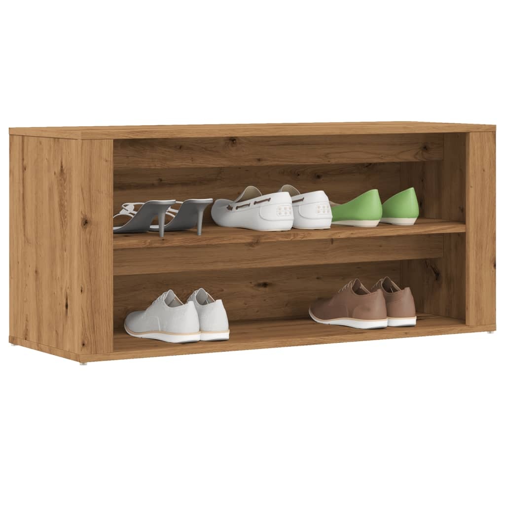 VidaXL Schoenenbankje 100x35x45 cm bewerkt hout artisanaal eikenkleur