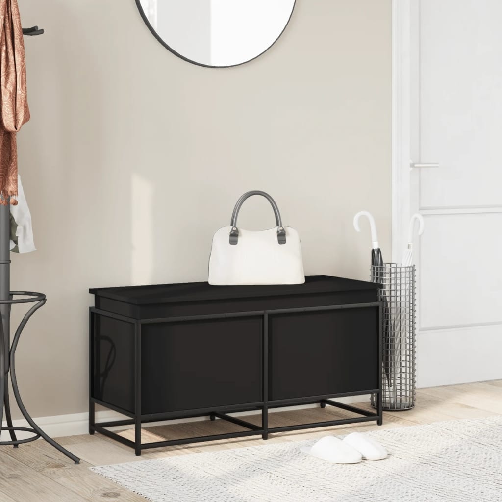 VidaXL Opbergbox met deksel 100x40x51,5 cm bewerkt hout zwart