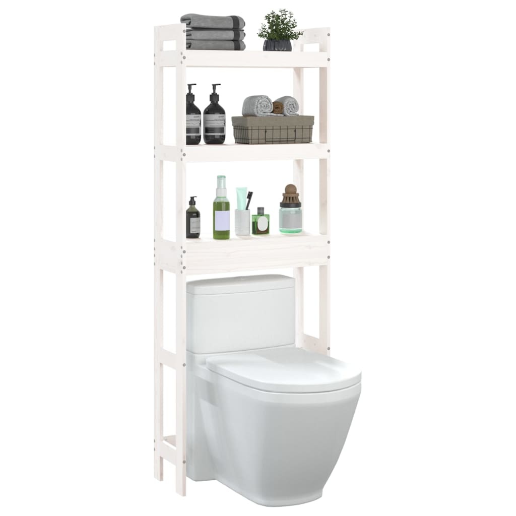 VidaXL Toiletrek 63x26x171 cm massief grenenhout wit