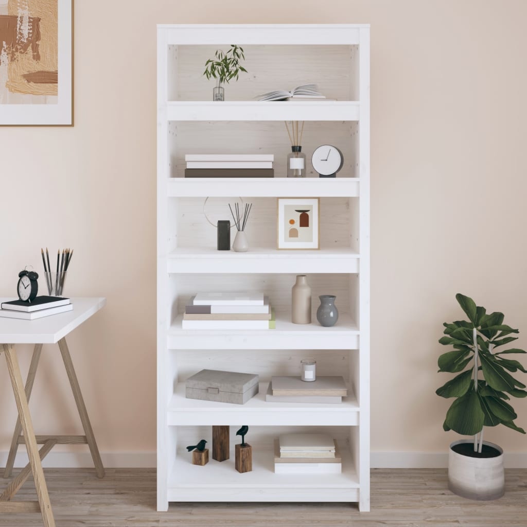 VidaXL Boekenkast 80x35x183 cm massief grenenhout wit