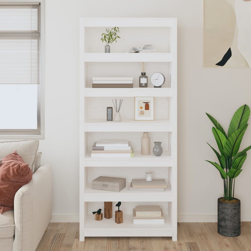 VidaXL Boekenkast 80x35x183 cm massief grenenhout wit