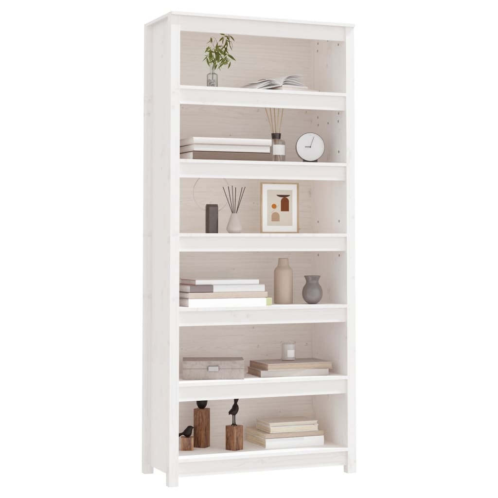 VidaXL Boekenkast 80x35x183 cm massief grenenhout wit