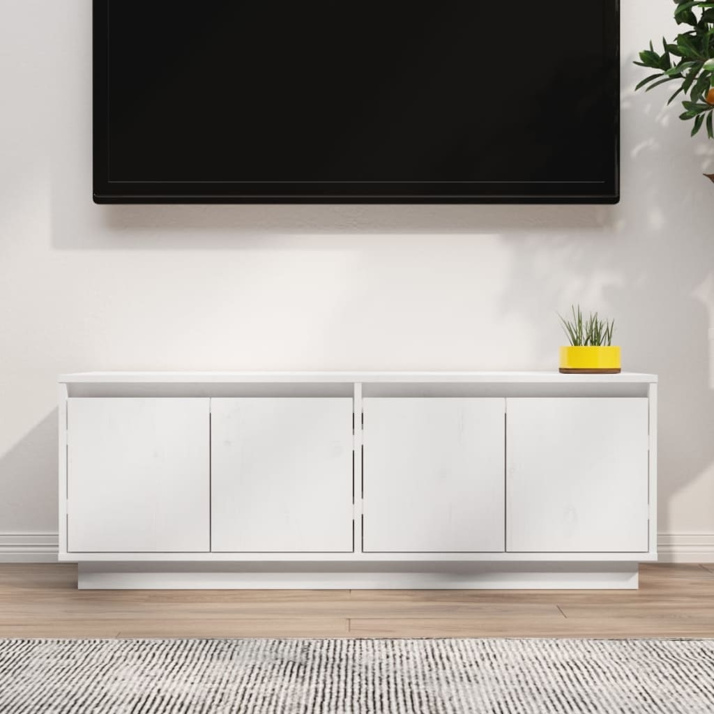 VidaXL Tv-meubel 110x34x40 cm massief grenenhout wit