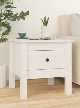 VidaXL Bijzettafel 40x40x39 cm massief grenenhout wit