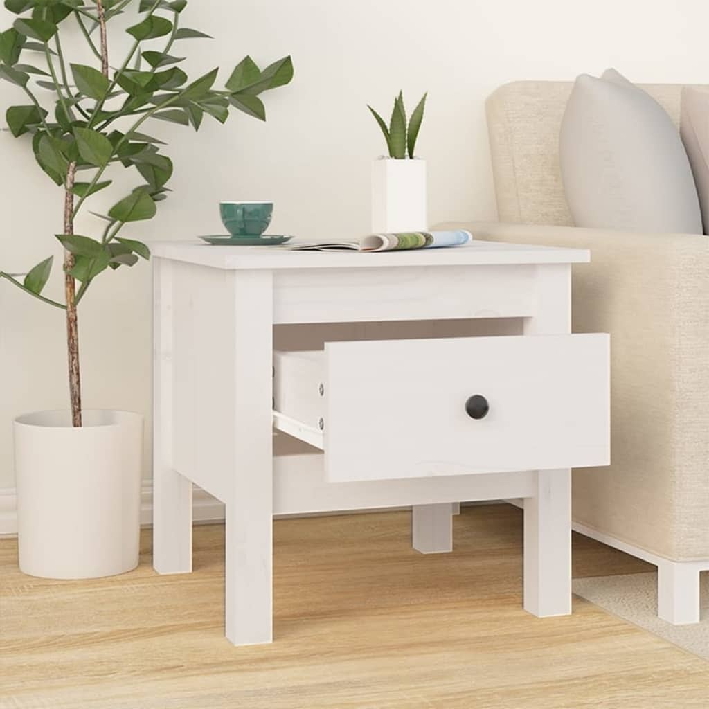 VidaXL Bijzettafel 40x40x39 cm massief grenenhout wit