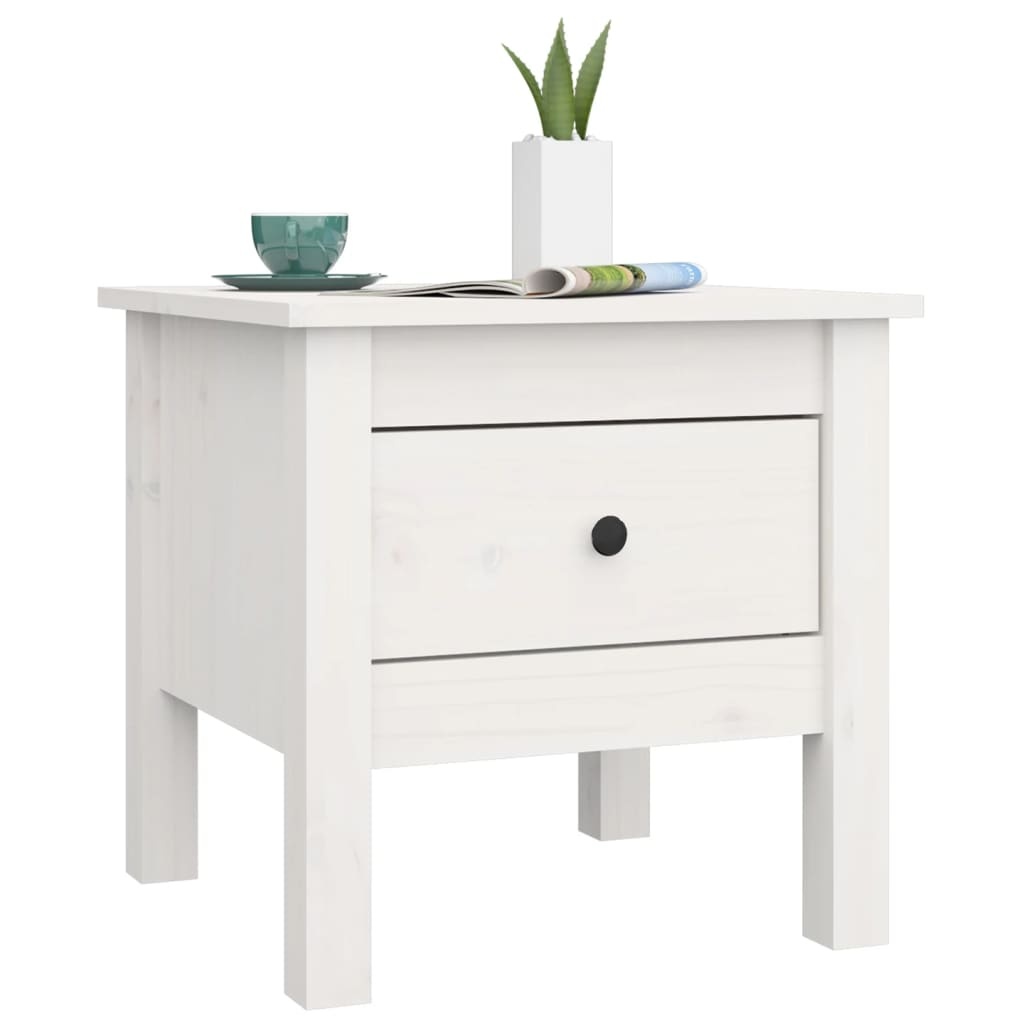 VidaXL Bijzettafel 40x40x39 cm massief grenenhout wit