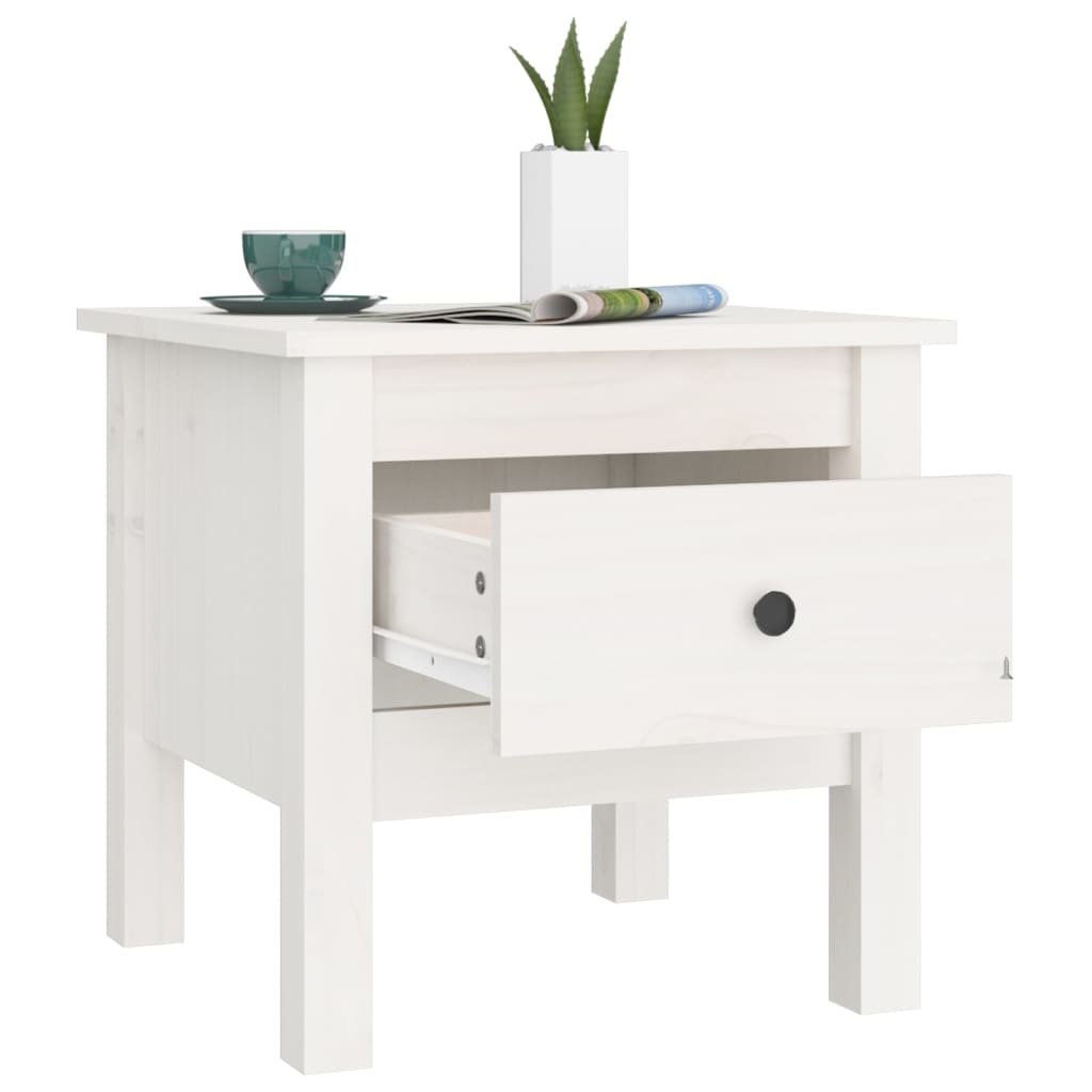 VidaXL Bijzettafel 40x40x39 cm massief grenenhout wit