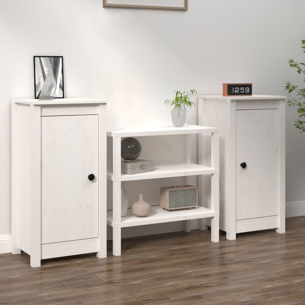 VidaXL Dressoirs 2 st 39x35x80 cm massief grenenhout wit
