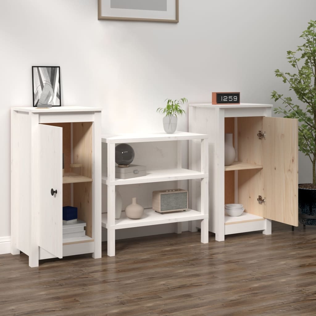 VidaXL Dressoirs 2 st 39x35x80 cm massief grenenhout wit