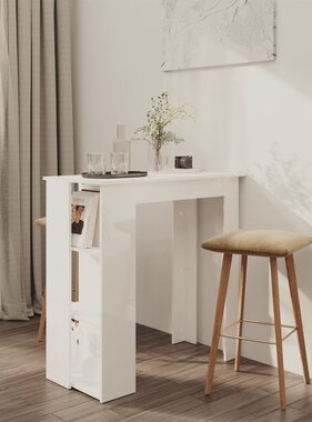 VidaXL Bartafel met schap 102x50x103,5 cm bewerkt hout hoogglans wit
