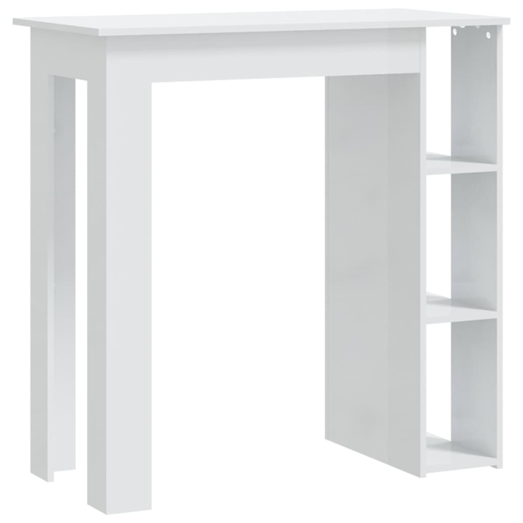 VidaXL Bartafel met schap 102x50x103,5 cm bewerkt hout hoogglans wit