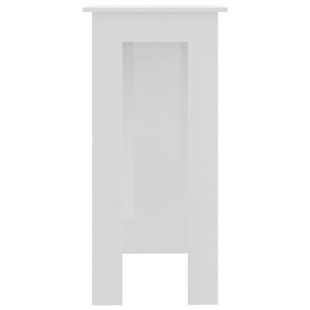 VidaXL Bartafel met schap 102x50x103,5 cm bewerkt hout hoogglans wit