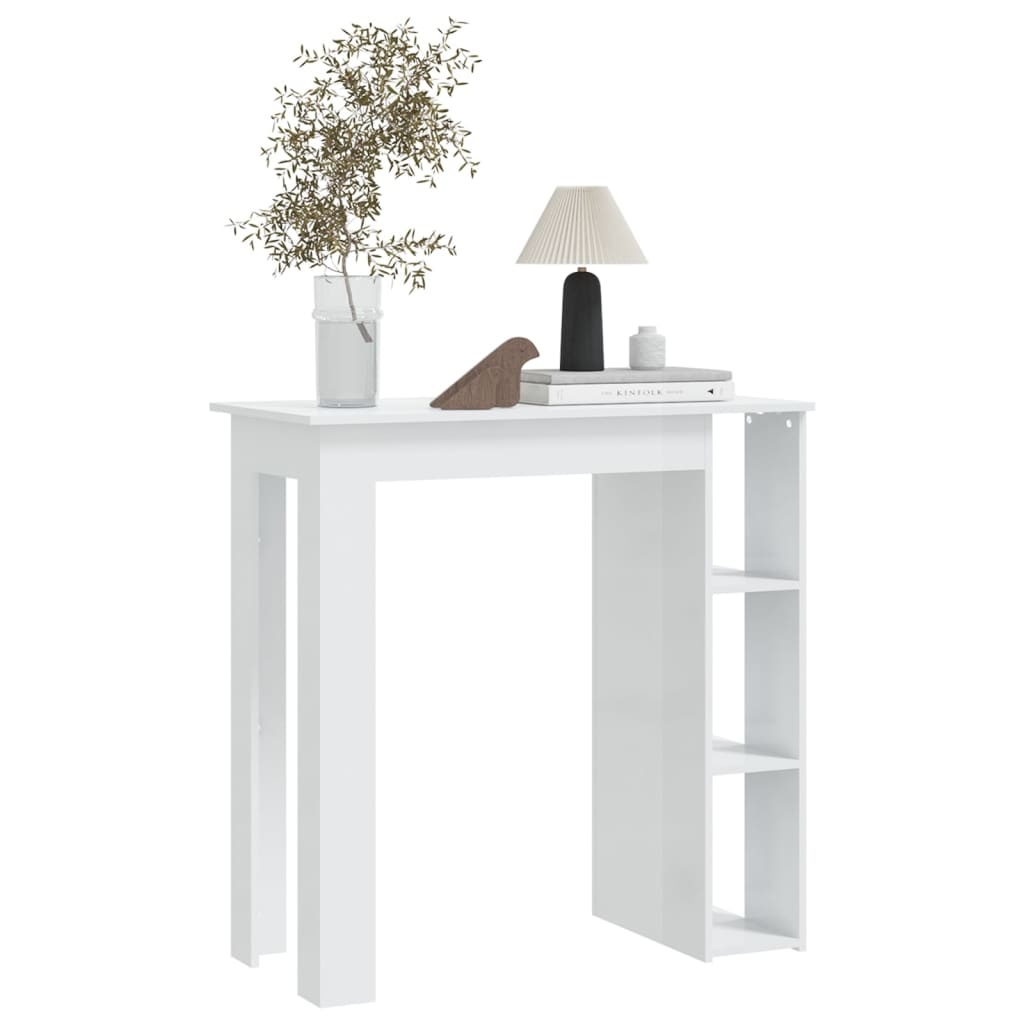 VidaXL Bartafel met schap 102x50x103,5 cm bewerkt hout hoogglans wit