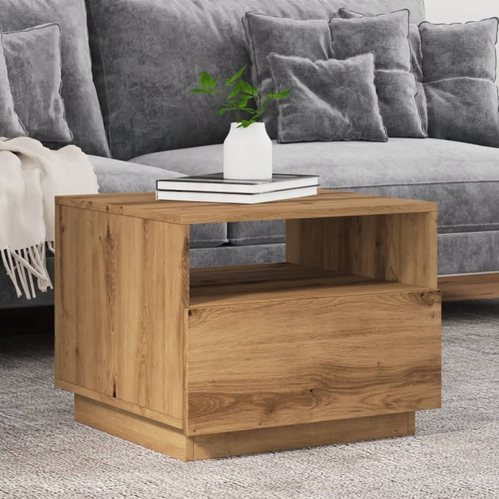 VidaXL Salontafel met LED-verlichting 50x49x40 cm artisan eikenkleurig