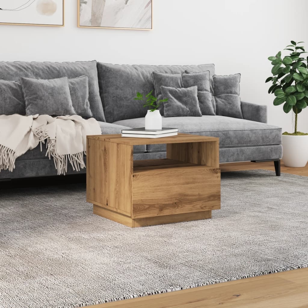 VidaXL Salontafel met LED-verlichting 50x49x40 cm artisan eikenkleurig