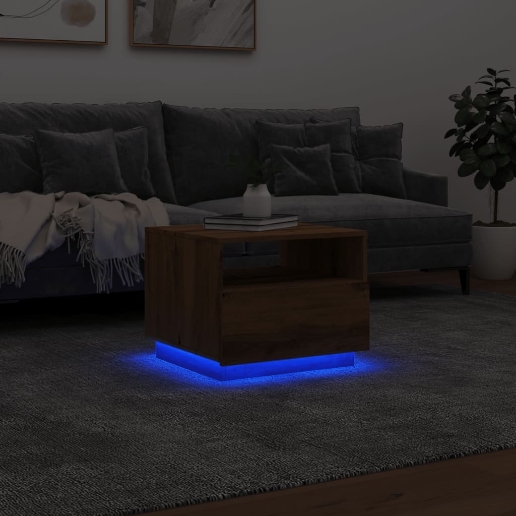 VidaXL Salontafel met LED-verlichting 50x49x40 cm artisan eikenkleurig