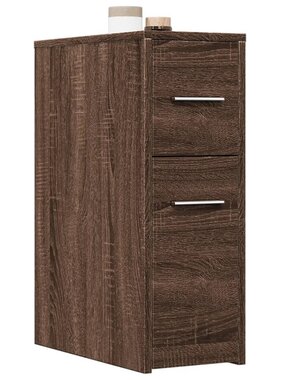 VidaXL Badkamerkast smal met wielen bewerkt hout bruin eikenkleurig