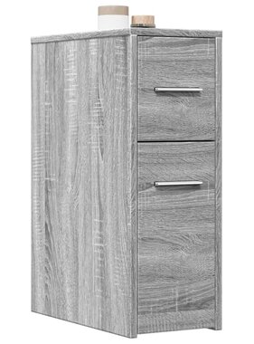 VidaXL Badkamerkast smal met wielen bewerkt hout grijs sonoma eiken