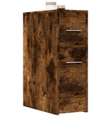 VidaXL Badkamerkast smal met wielen bewerkt hout gerookt eikenkleurig