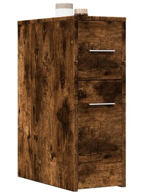 VidaXL Badkamerkast smal met wielen bewerkt hout gerookt eikenkleurig