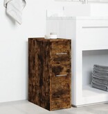 VidaXL Badkamerkast smal met wielen bewerkt hout gerookt eikenkleurig