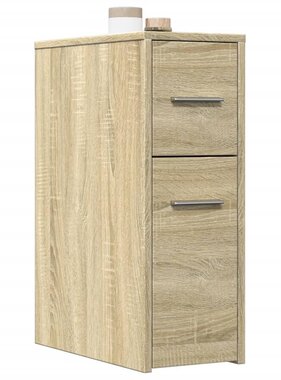 VidaXL Badkamerkast smal met wielen bewerkt hout sonoma eikenkleurig