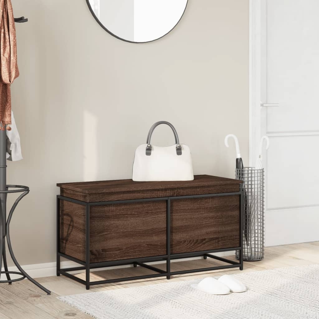 VidaXL Opbergbox met deksel 100x40x51,5 cm bewerkt hout bruin eiken
