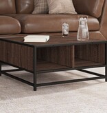 VidaXL Salontafel 60,5x60,5x30 cm bewerkt hout en metaal bruin eiken