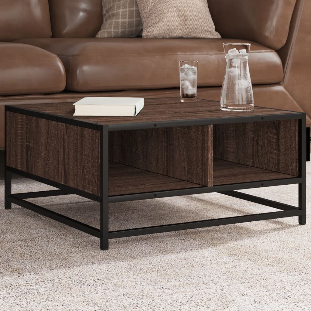 VidaXL Salontafel 60,5x60,5x30 cm bewerkt hout en metaal bruin eiken