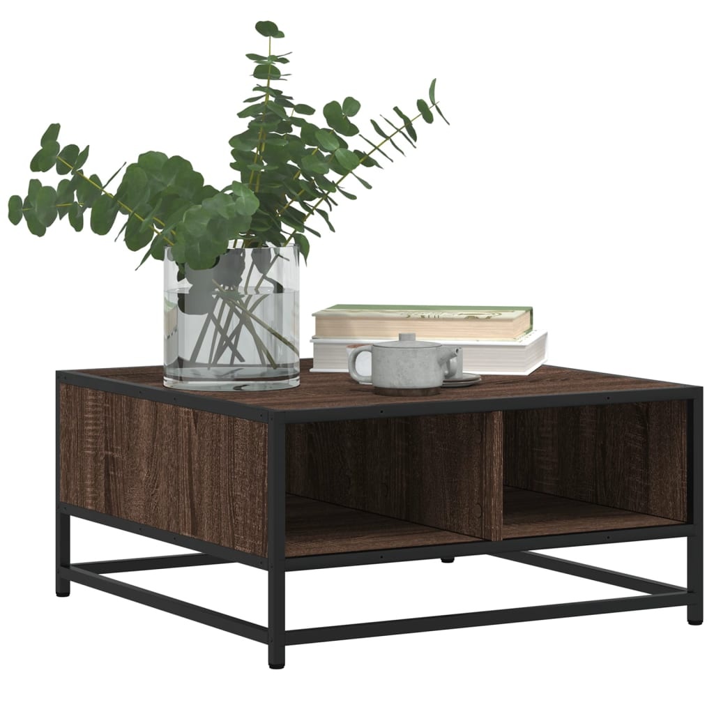 VidaXL Salontafel 60,5x60,5x30 cm bewerkt hout en metaal bruin eiken