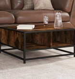 VidaXL Salontafel 60,5x60,5x30 cm bewerkt hout en metaal gerookt eiken