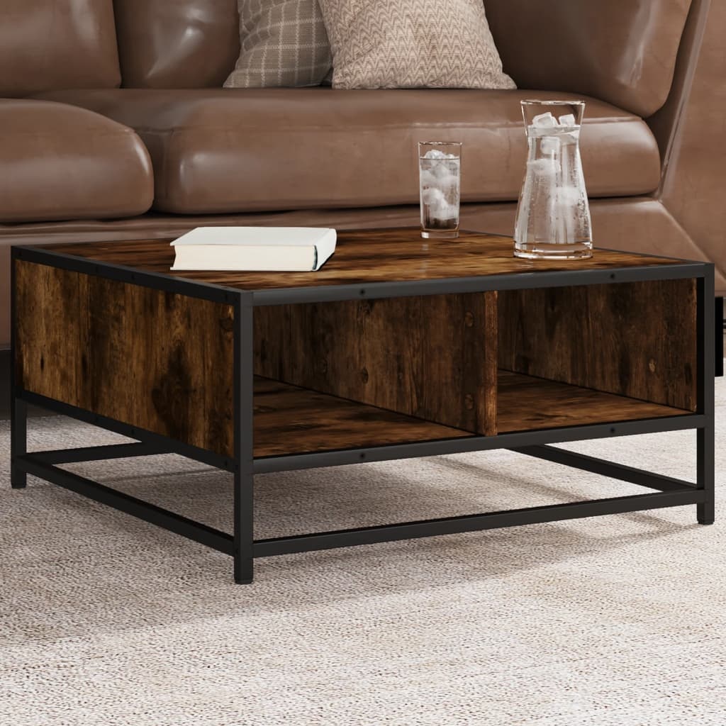 VidaXL Salontafel 60,5x60,5x30 cm bewerkt hout en metaal gerookt eiken