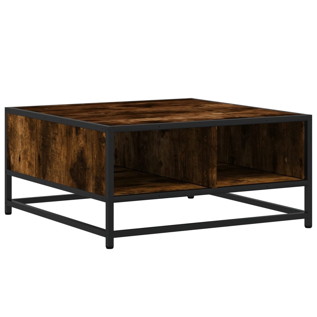 VidaXL Salontafel 60,5x60,5x30 cm bewerkt hout en metaal gerookt eiken