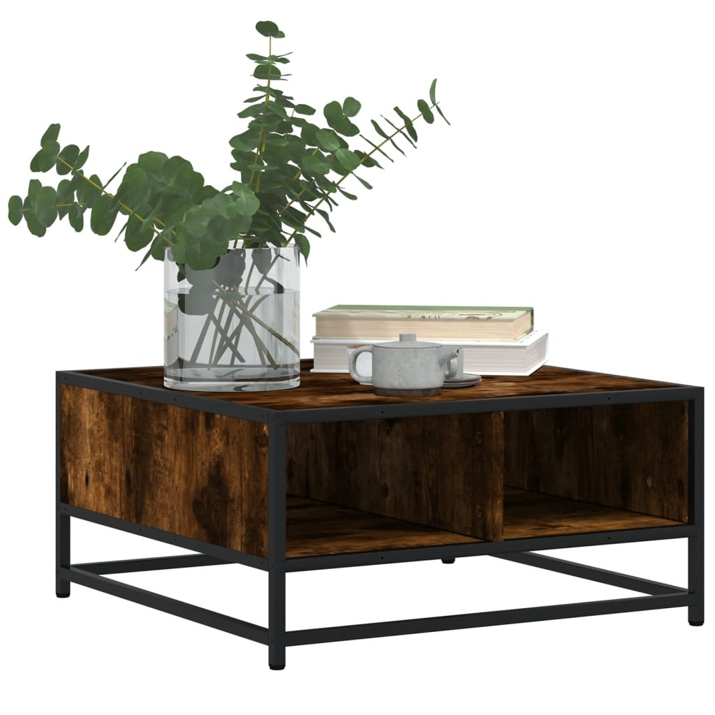 VidaXL Salontafel 60,5x60,5x30 cm bewerkt hout en metaal gerookt eiken