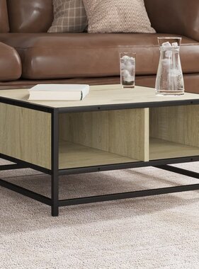 VidaXL Salontafel 60,5x60,5x30 cm bewerkt hout en metaal sonoma eiken