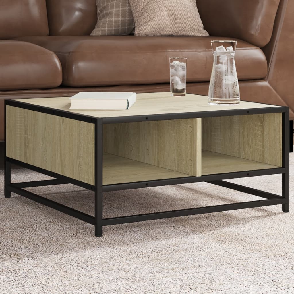 VidaXL Salontafel 60,5x60,5x30 cm bewerkt hout en metaal sonoma eiken