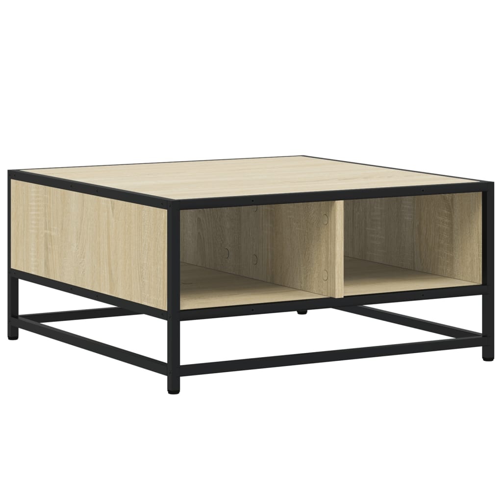VidaXL Salontafel 60,5x60,5x30 cm bewerkt hout en metaal sonoma eiken