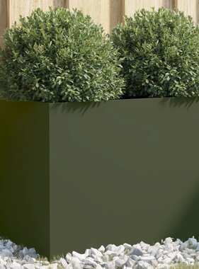 VidaXL Plantenbak 62x47x46 cm koudgewalst staal olijfgroen